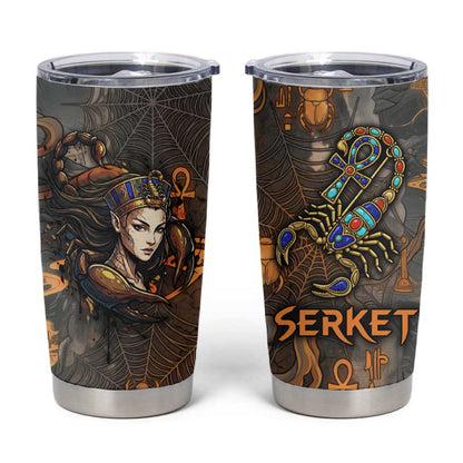 Serket Egyptian Tumbler Cup Jeweled Scorpion and Cobweb Motif in Mystical Egyptian