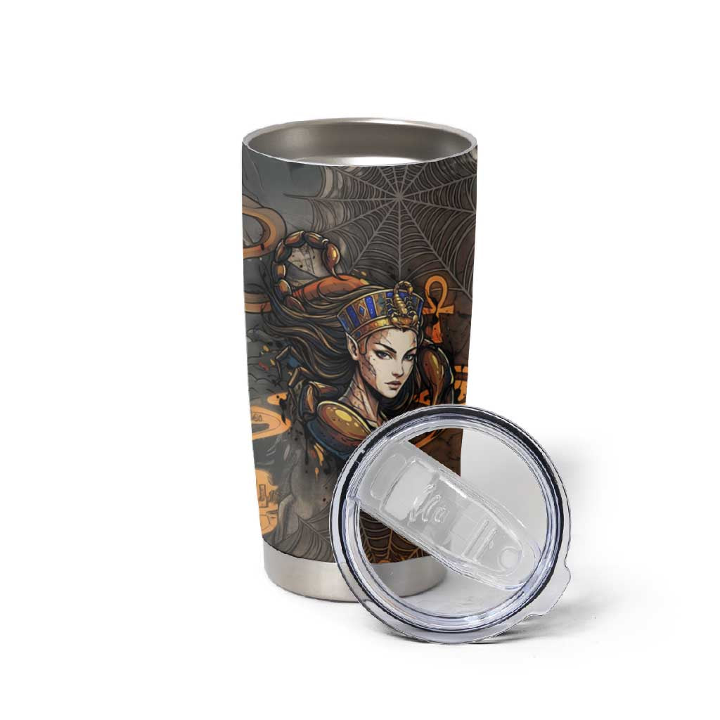Serket Egyptian Tumbler Cup Jeweled Scorpion and Cobweb Motif in Mystical Egyptian
