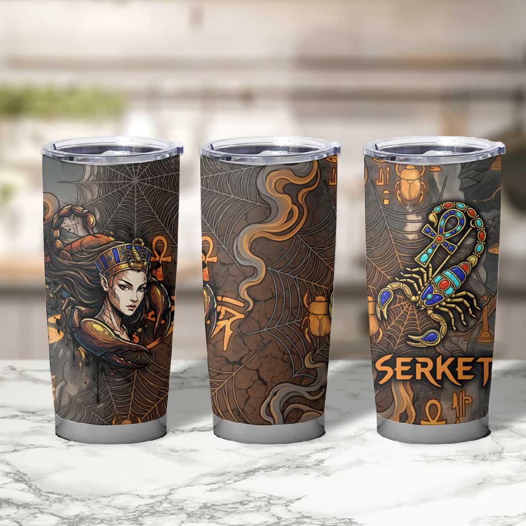 Serket Egyptian Tumbler Cup Jeweled Scorpion and Cobweb Motif in Mystical Egyptian