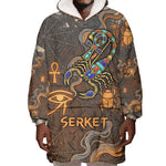 Serket Egyptian Wearable Blanket Hoodie Jeweled Scorpion and Cobweb Motif in Mystical Egyptian