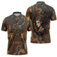 Serket Egyptian Zipper Polo Shirt Jeweled Scorpion and Cobweb Motif in Mystical Egyptian