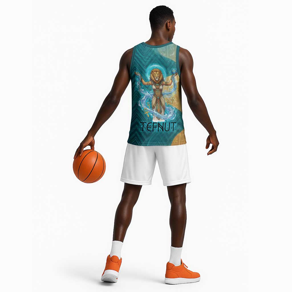 Tefnut Ancient Egyptian Basketball Jersey with Water Drop and Lion Symbol
