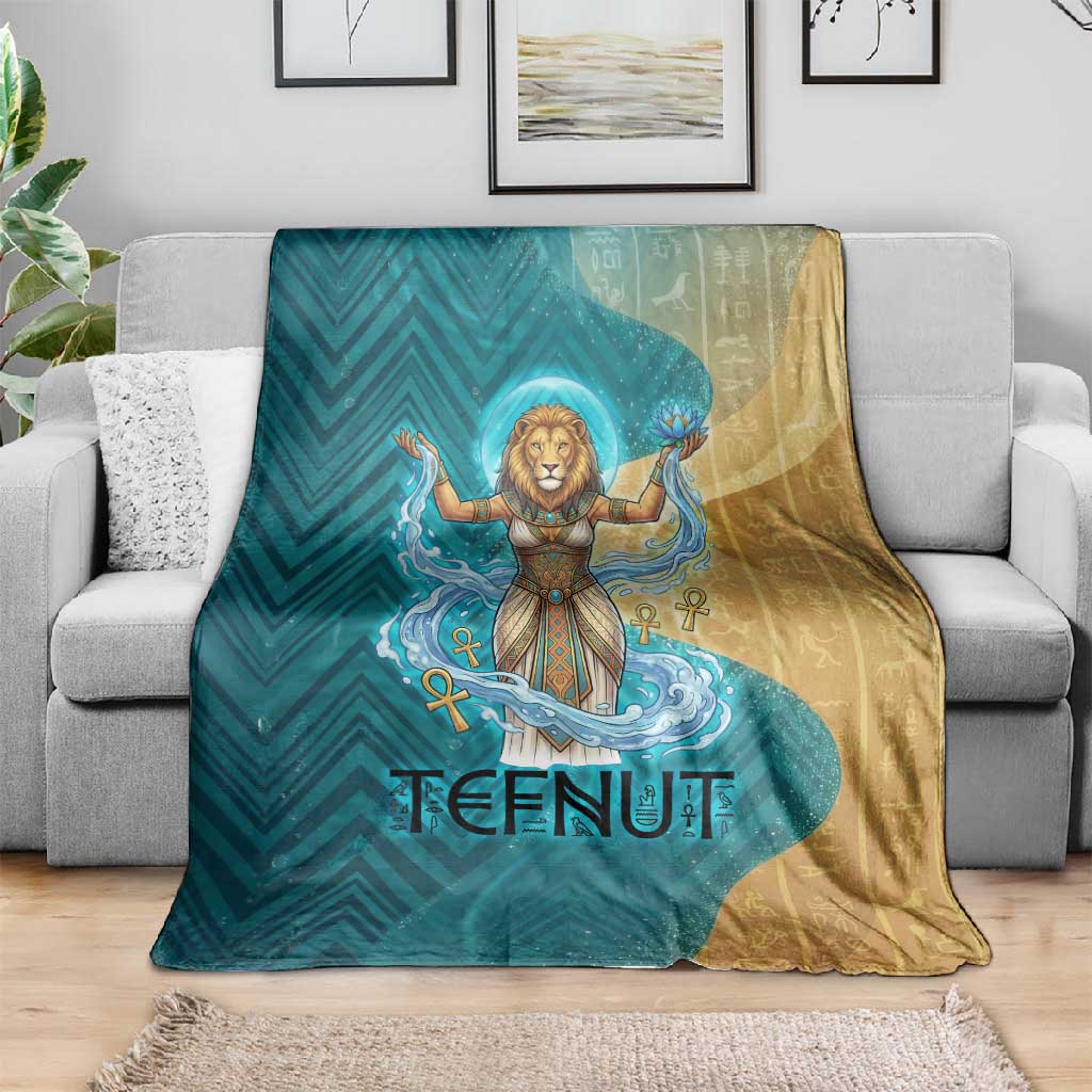 Tefnut Ancient Egyptian Blanket with Water Drop and Lion Symbol