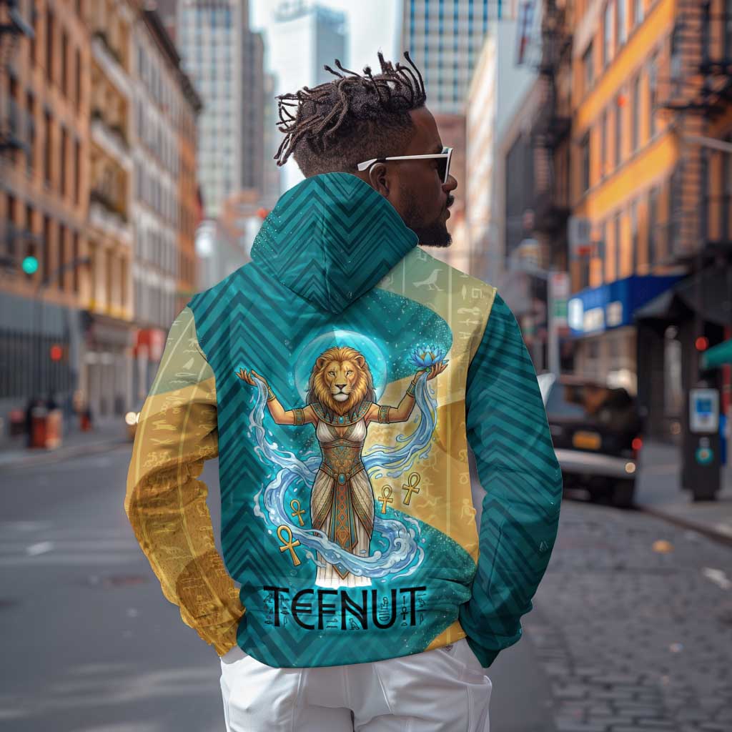 Tefnut Ancient Egyptian Hoodie with Water Drop and Lion Symbol