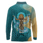 Tefnut Ancient Egyptian Long Sleeve Polo Shirt with Water Drop and Lion Symbol