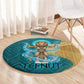 Tefnut Ancient Egyptian Round Carpet with Water Drop and Lion Symbol