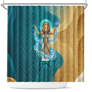 Tefnut Ancient Egyptian Shower Curtain with Water Drop and Lion Symbol