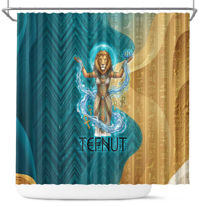 Tefnut Ancient Egyptian Shower Curtain with Water Drop and Lion Symbol