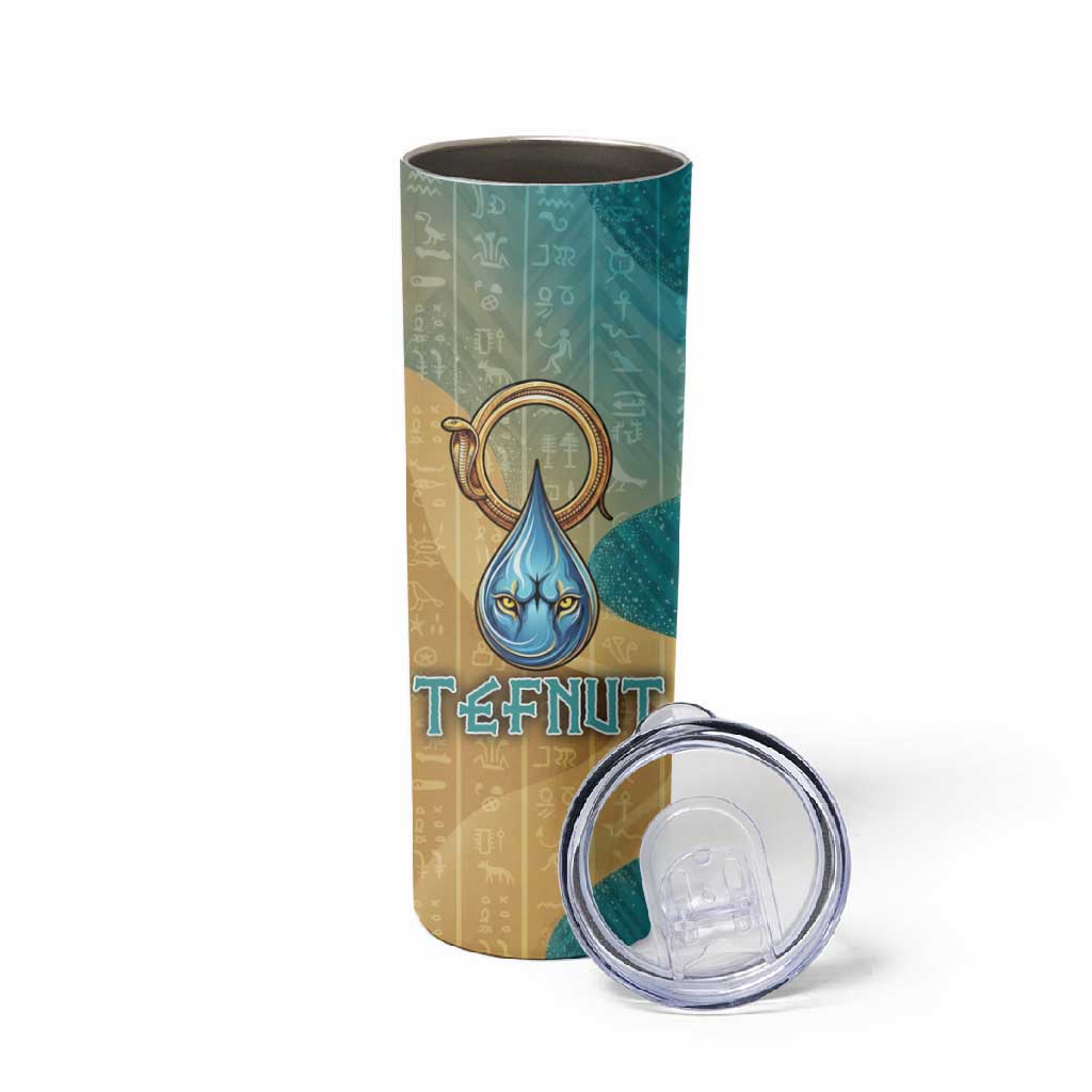 Tefnut Ancient Egyptian Skinny Tumbler with Water Drop and Lion Symbol