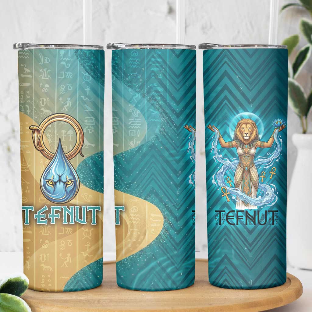Tefnut Ancient Egyptian Skinny Tumbler with Water Drop and Lion Symbol