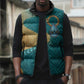 Tefnut Ancient Egyptian Sleeveless Puffer Jacket with Water Drop and Lion Symbol
