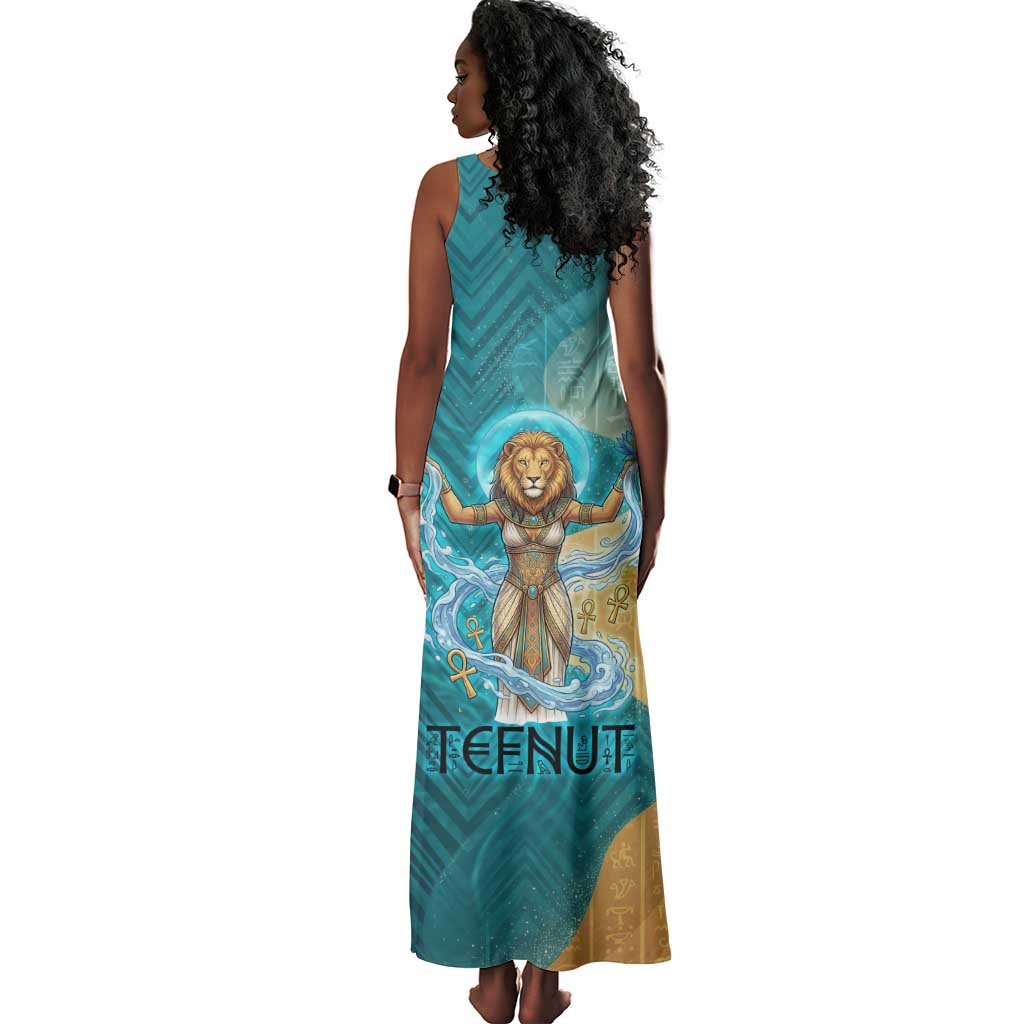 Tefnut Ancient Egyptian Tank Maxi Dress with Water Drop and Lion Symbol