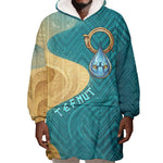Tefnut Ancient Egyptian Wearable Blanket Hoodie with Water Drop and Lion Symbol