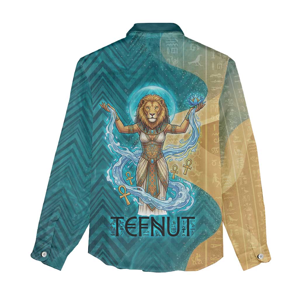 Tefnut Ancient Egyptian Women Casual Shirt with Water Drop and Lion Symbol