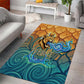 Egyptian Tefnut Fiery Eye Area Rug with Roaring Lion in Desert and Water Element