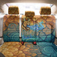 Egyptian Tefnut Fiery Eye Back Car Seat Cover with Roaring Lion in Desert and Water Element