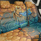 Egyptian Tefnut Fiery Eye Back Car Seat Cover with Roaring Lion in Desert and Water Element