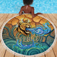 Egyptian Tefnut Fiery Eye Beach Blanket with Roaring Lion in Desert and Water Element