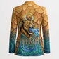 Egyptian Tefnut Fiery Eye Blazer with Roaring Lion in Desert and Water Element