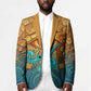 Egyptian Tefnut Fiery Eye Blazer with Roaring Lion in Desert and Water Element