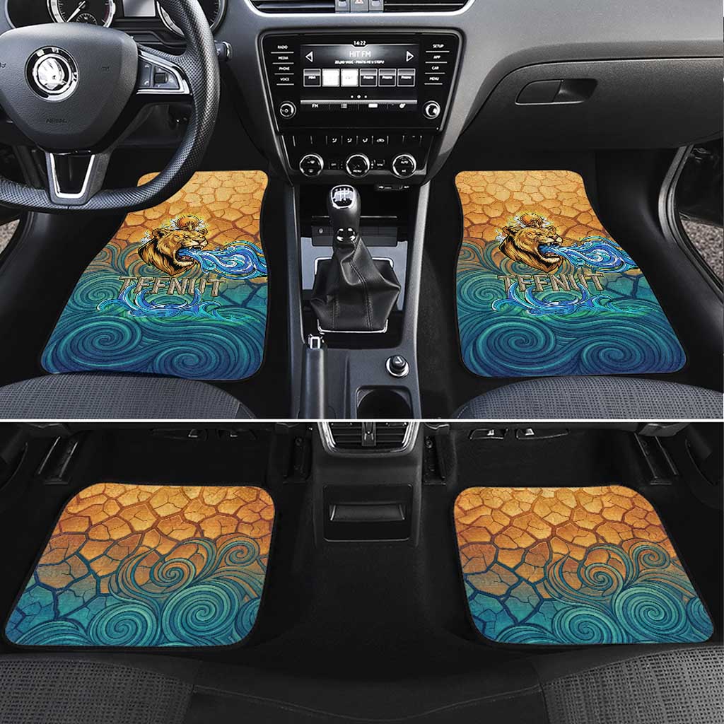 Egyptian Tefnut Fiery Eye Car Mats with Roaring Lion in Desert and Water Element