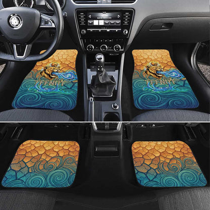 Egyptian Tefnut Fiery Eye Car Mats with Roaring Lion in Desert and Water Element