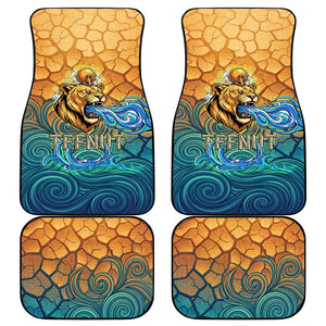 Egyptian Tefnut Fiery Eye Car Mats with Roaring Lion in Desert and Water Element