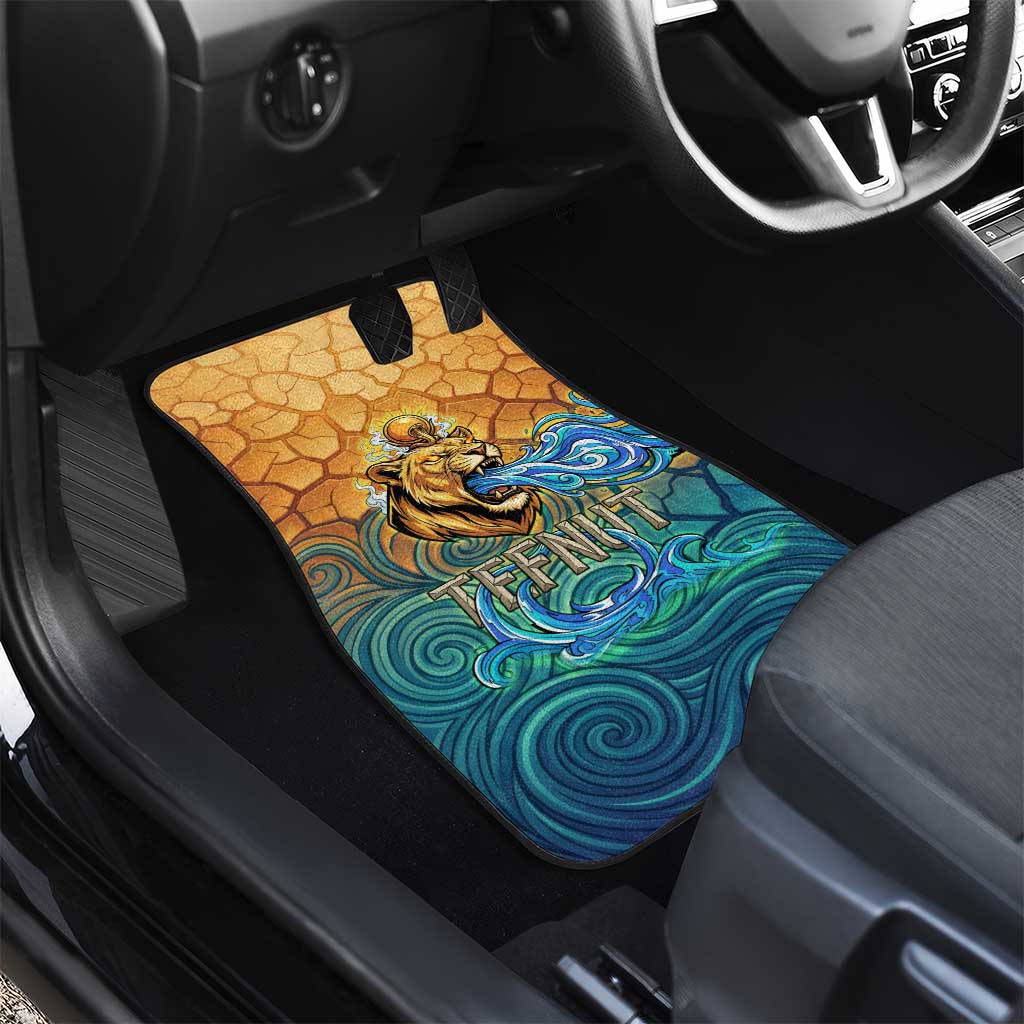 Egyptian Tefnut Fiery Eye Car Mats with Roaring Lion in Desert and Water Element
