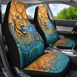 Egyptian Tefnut Fiery Eye Car Seat Cover with Roaring Lion in Desert and Water Element