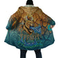 Egyptian Tefnut Fiery Eye Cloak with Roaring Lion in Desert and Water Element