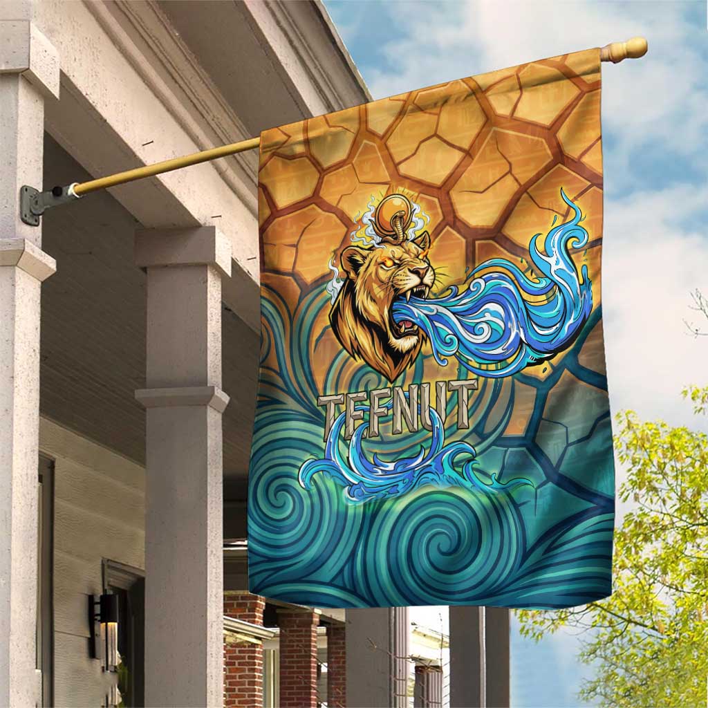 Egyptian Tefnut Fiery Eye Garden Flag with Roaring Lion in Desert and ...