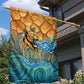 Egyptian Tefnut Fiery Eye Garden Flag with Roaring Lion in Desert and Water Element
