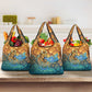 Egyptian Tefnut Fiery Eye Grocery Bag with Roaring Lion in Desert and Water Element