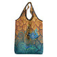 Egyptian Tefnut Fiery Eye Grocery Bag with Roaring Lion in Desert and Water Element