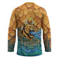 Egyptian Tefnut Fiery Eye Hockey Jersey with Roaring Lion in Desert and Water Element