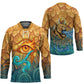 Egyptian Tefnut Fiery Eye Hockey Jersey with Roaring Lion in Desert and Water Element