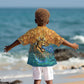 Egyptian Tefnut Fiery Eye Kid Hawaiian Shirt with Roaring Lion in Desert and Water Element