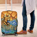 Egyptian Tefnut Fiery Eye Luggage Cover with Roaring Lion in Desert and Water Element