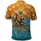 Egyptian Tefnut Fiery Eye Polo Shirt with Roaring Lion in Desert and Water Element