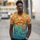 Egyptian Tefnut Fiery Eye Polo Shirt with Roaring Lion in Desert and Water Element