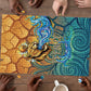 Egyptian Tefnut Fiery Eye Puzzle with Roaring Lion in Desert and Water Element