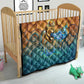 Egyptian Tefnut Fiery Eye Quilt with Roaring Lion in Desert and Water Element