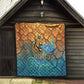 Egyptian Tefnut Fiery Eye Quilt with Roaring Lion in Desert and Water Element