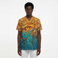 Egyptian Tefnut Fiery Eye Scrub Top with Roaring Lion in Desert and Water Element