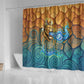 Egyptian Tefnut Fiery Eye Shower Curtain with Roaring Lion in Desert and Water Element