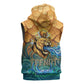 Egyptian Tefnut Fiery Eye Sleeveless Hoodie with Roaring Lion in Desert and Water Element