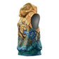 Egyptian Tefnut Fiery Eye Sleeveless Hoodie with Roaring Lion in Desert and Water Element