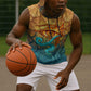 Egyptian Tefnut Fiery Eye Sleeveless Hoodie with Roaring Lion in Desert and Water Element