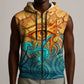 Egyptian Tefnut Fiery Eye Sleeveless Zip Hoodie with Roaring Lion in Desert and Water Element