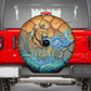 Egyptian Tefnut Fiery Eye Spare Tire Cover with Roaring Lion in Desert and Water Element